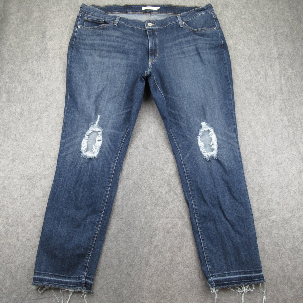 Levi's 711 Skinny Women's Jeans 26W Blue Distressed Stretch Denim - Picture 1 of 16